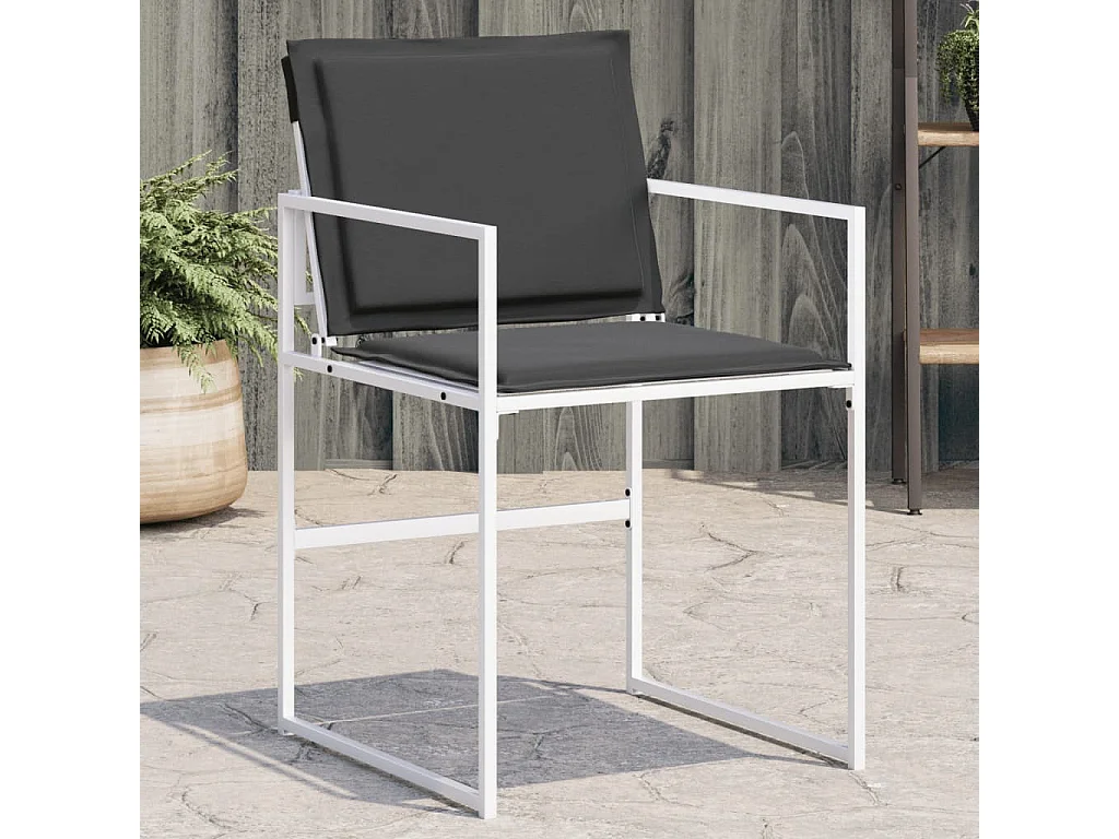 Cadeiras de jardim com almofadões 4 peças aço e textilene branco