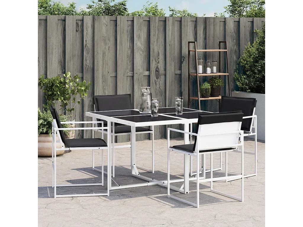 Cadeiras de jardim com almofadões 4 peças aço e textilene branco