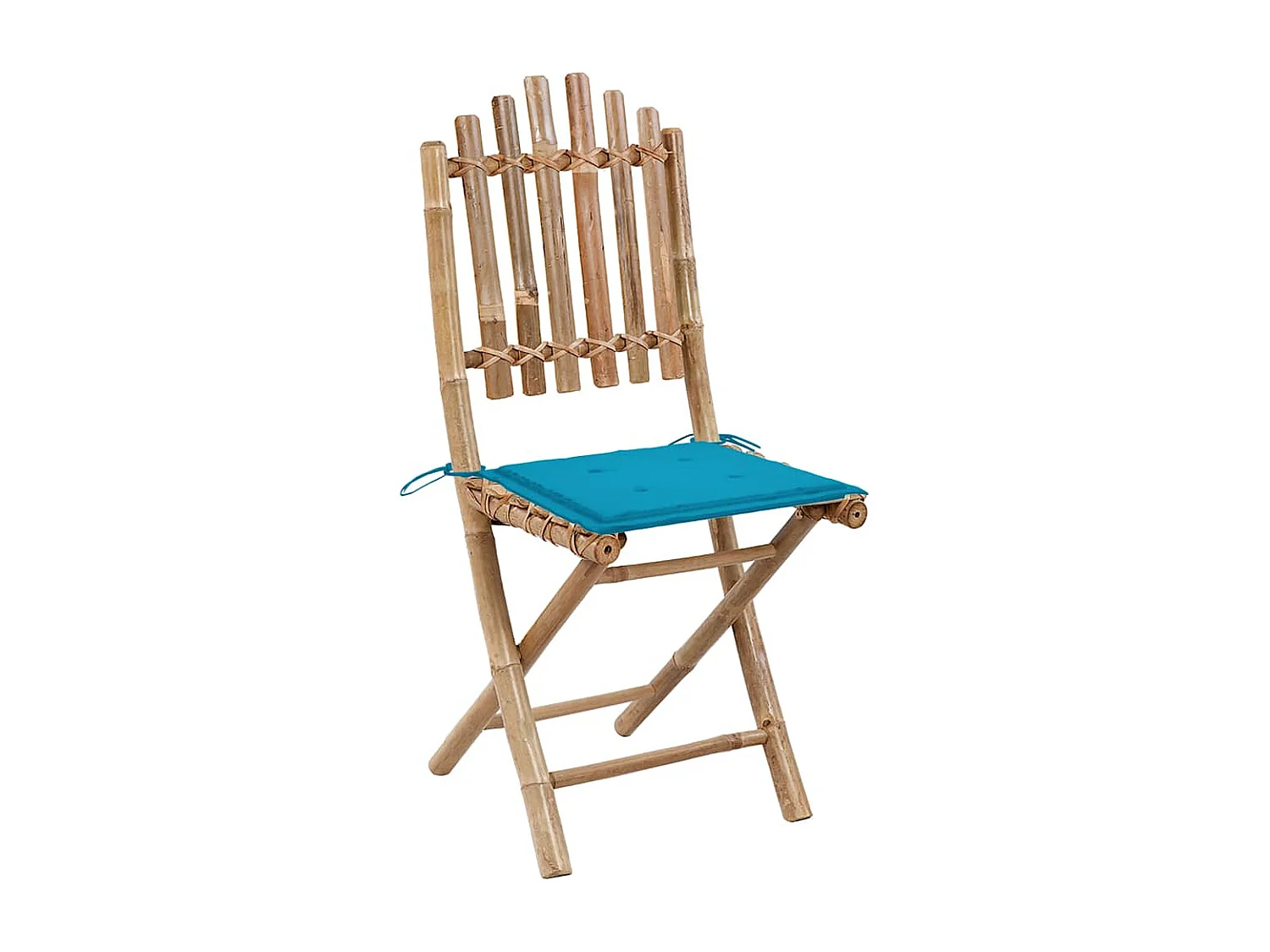 Chaises pliables de jardin 2 pièces avec coussins Bambou
