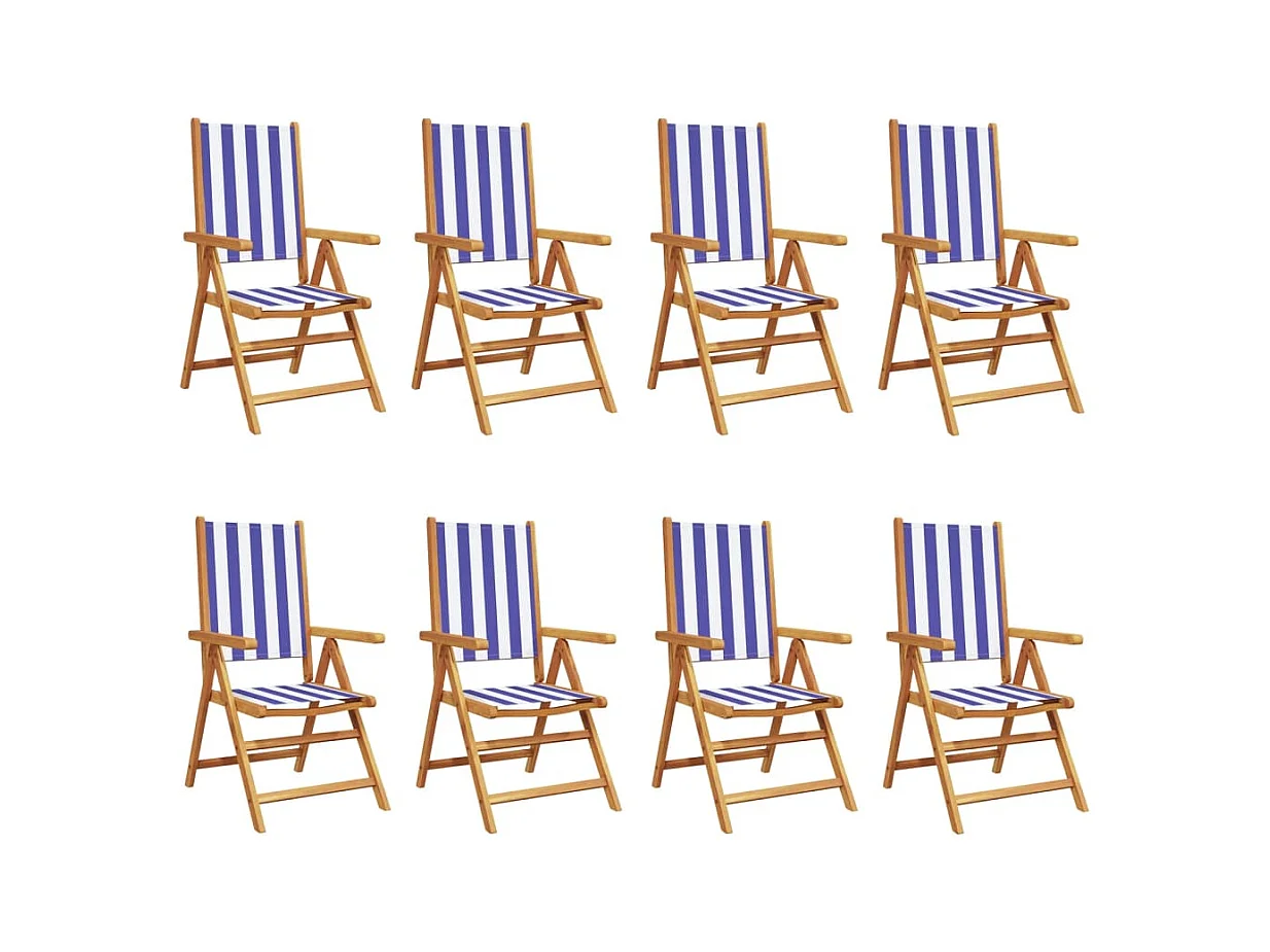 Chaises inclinables de jardin lot de 8 tissu et bois massif