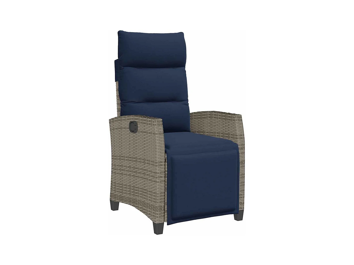 Chaise de jardin inclinable avec table d'appoint gris polyrotin