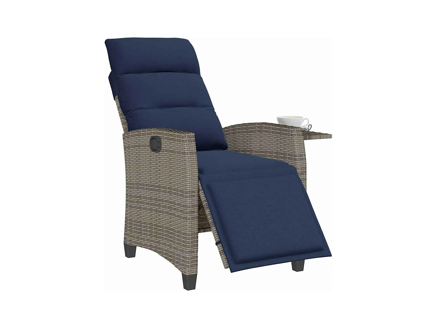 Chaise de jardin inclinable avec table d'appoint gris polyrotin