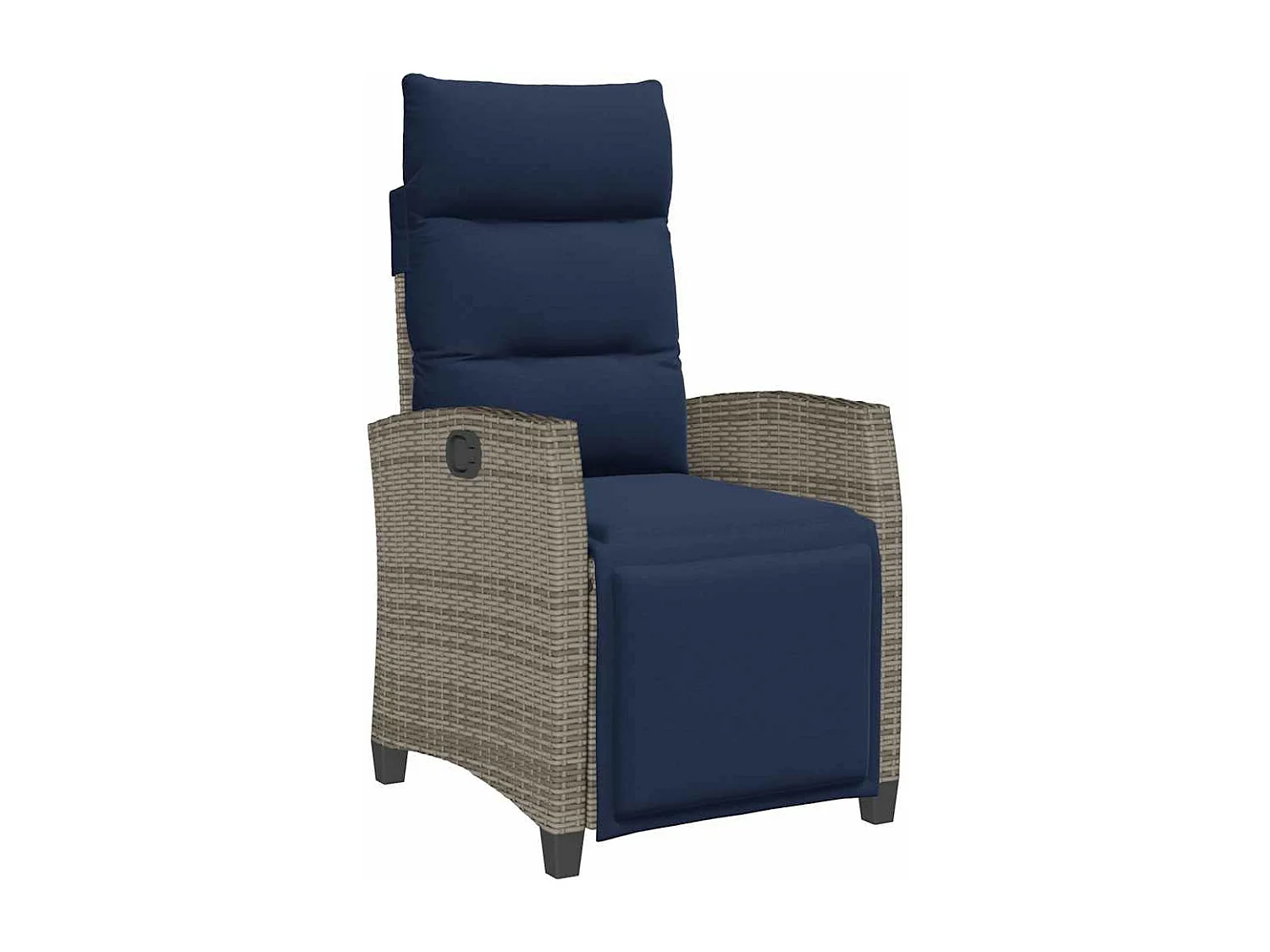 Cadeira de jardim reclinável com mesa de apoio vime PE cinzento