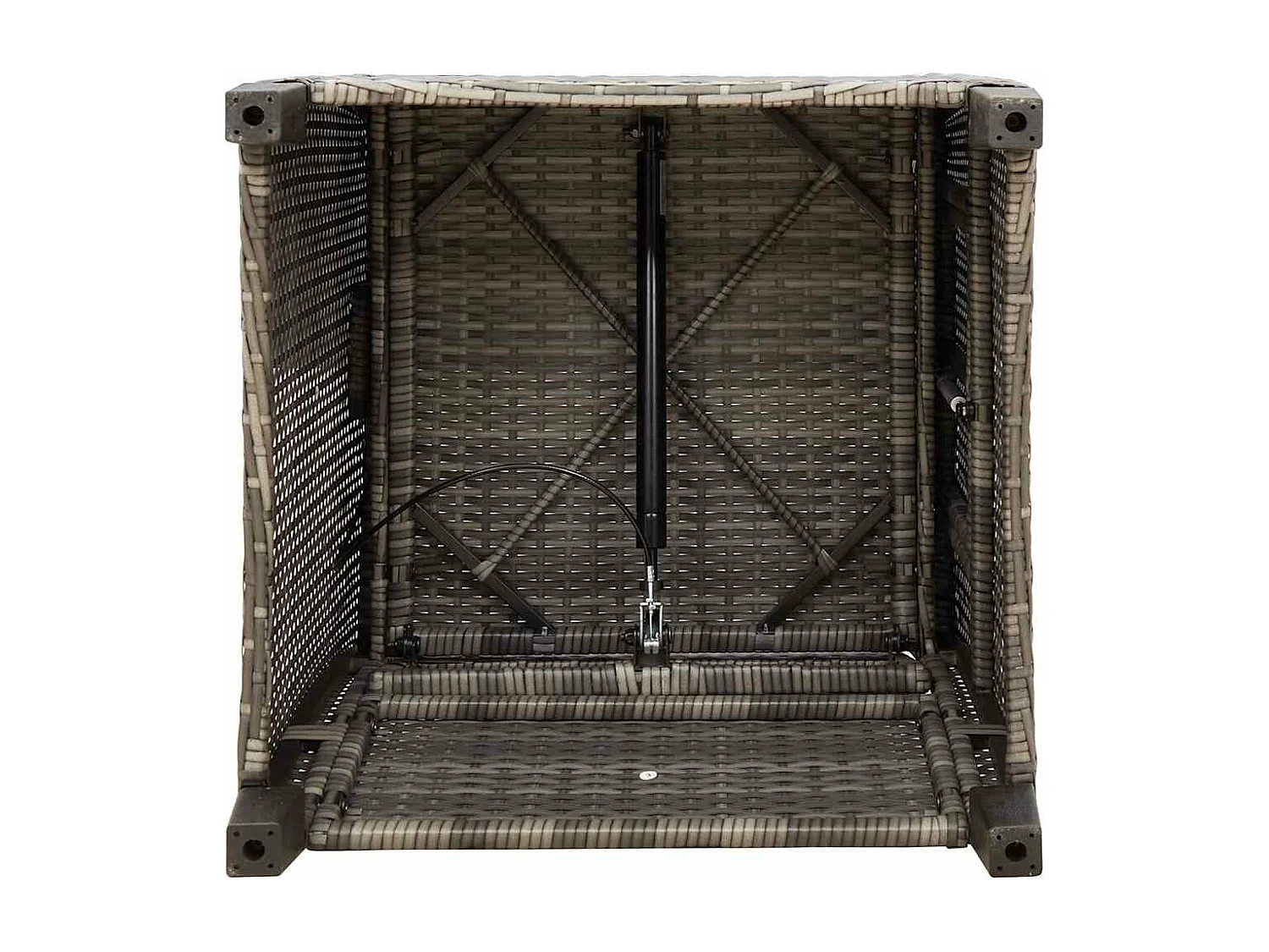 Cadeira de jardim reclinável com mesa de apoio vime PE cinzento