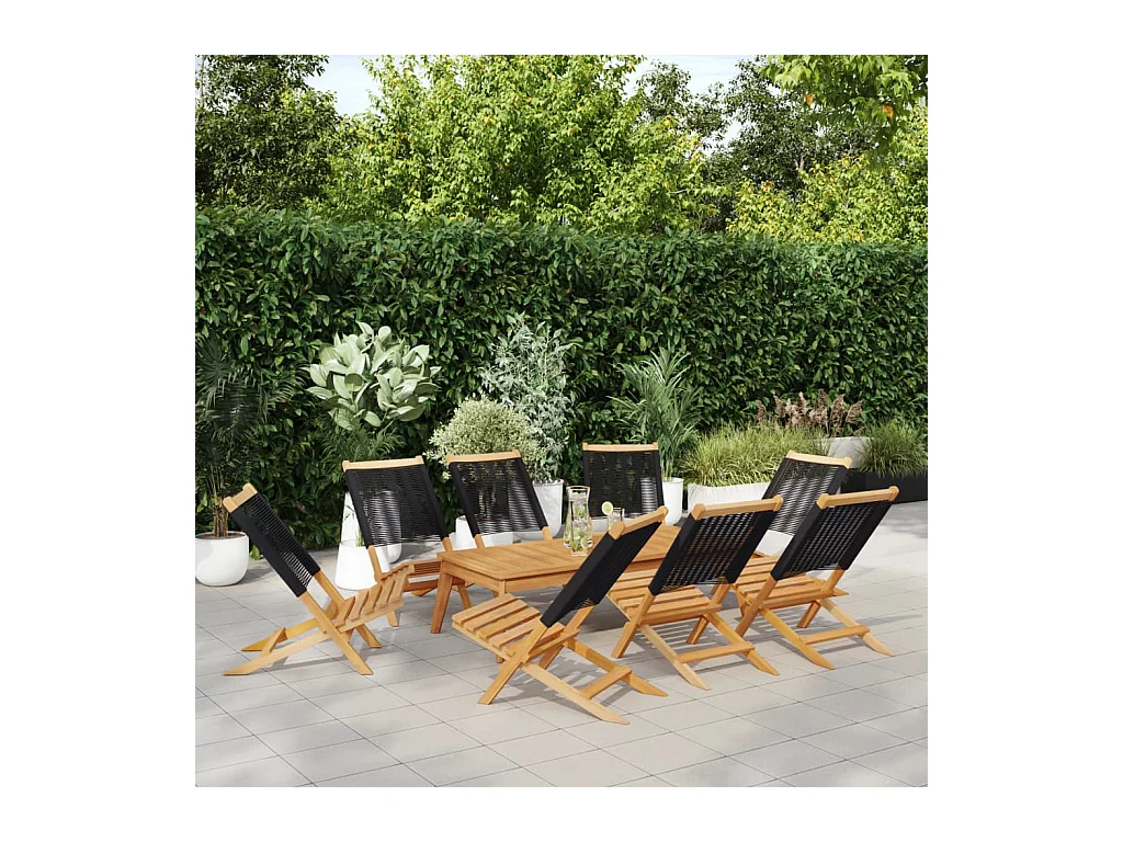 Chaises de jardin pliantes lot de 8 noir bois d'acacia massif