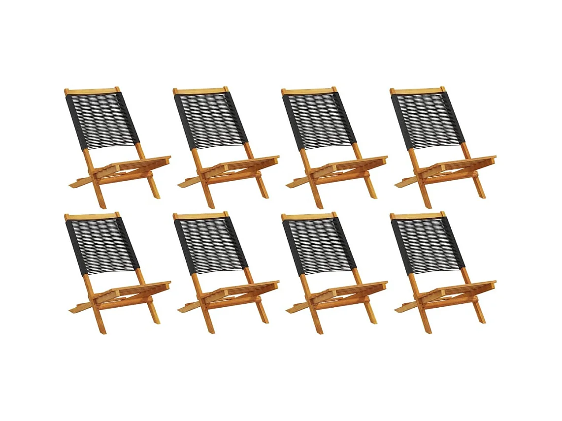 Chaises de jardin pliantes lot de 8 noir bois d'acacia massif