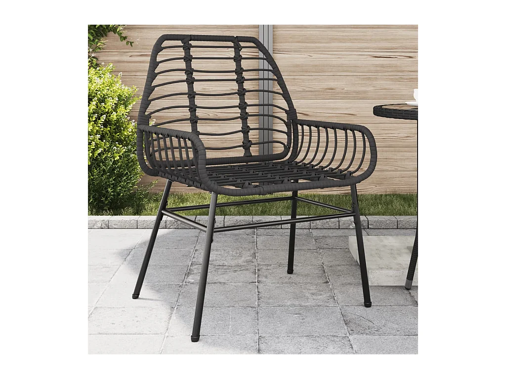 Chaises de jardin 2 pièces Noir Résine tressée