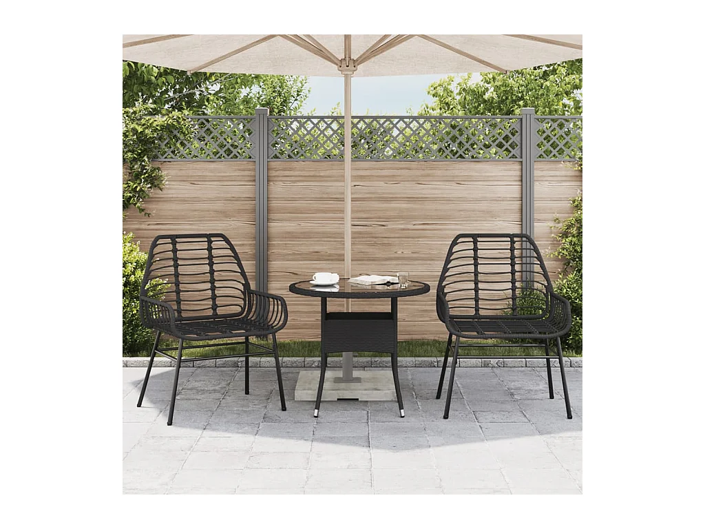 Chaises de jardin 2 pièces Noir Résine tressée