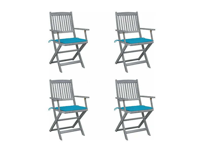 Chaises pliables d'extérieur 4 pièces avec coussins Bois d'acacia