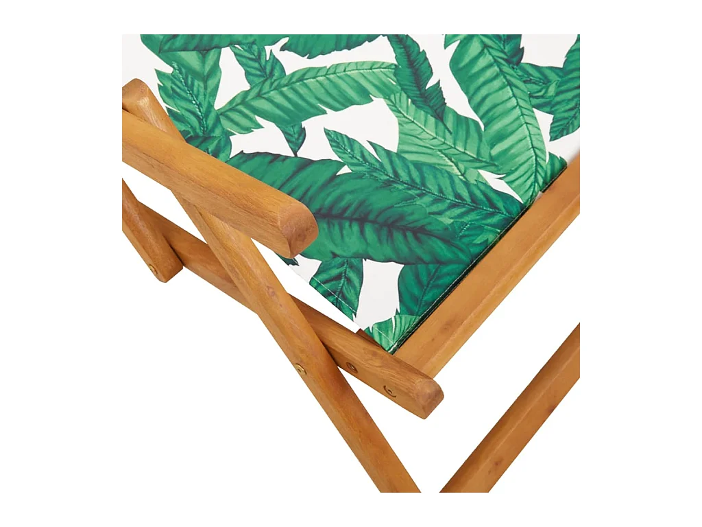 Chaise pliable plage motif de feuilles bois d'eucalyptus/tissu