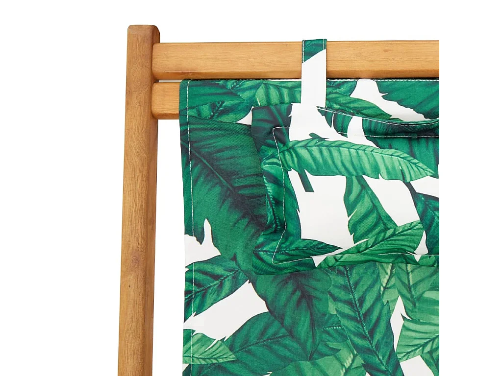 Chaise pliable plage motif de feuilles bois d'eucalyptus/tissu