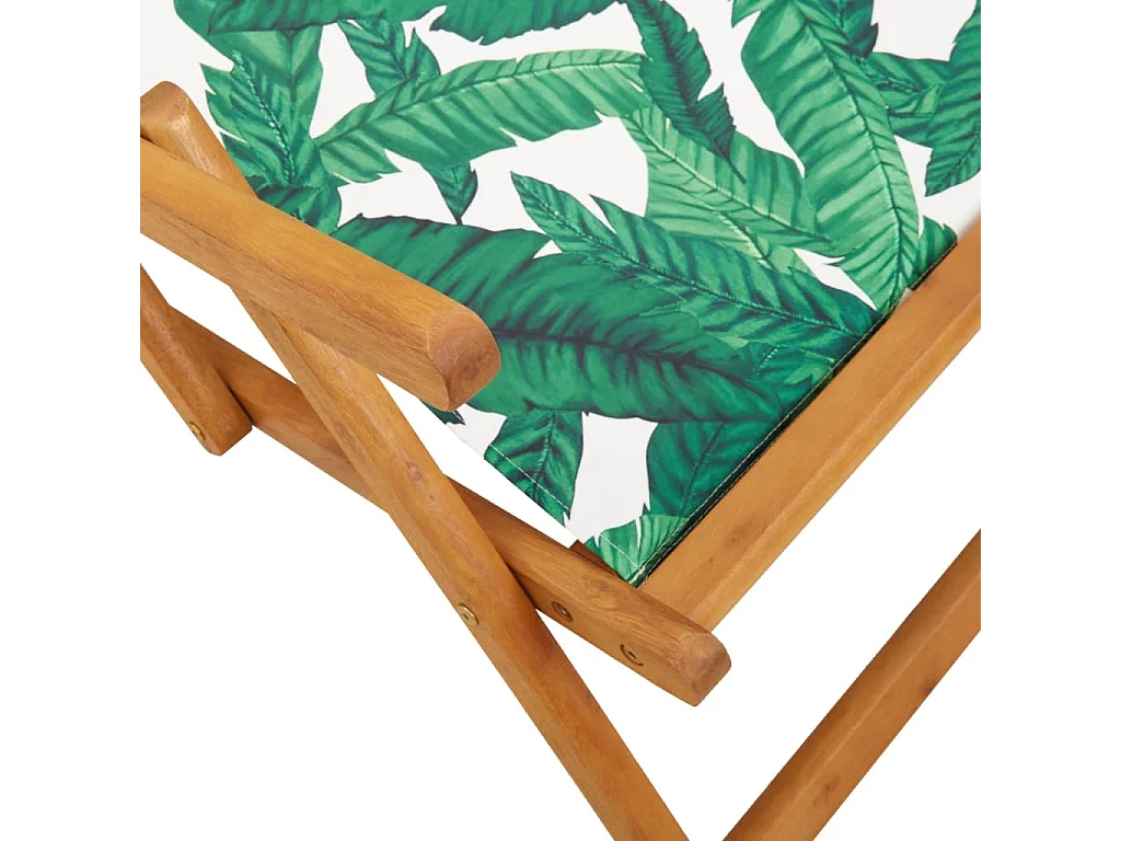 Chaise pliable plage motif de feuilles bois d'eucalyptus/tissu