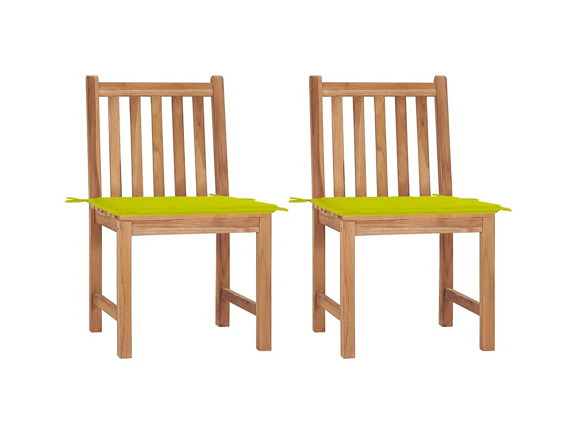 Chaises de jardin 2 pièces avec coussins Bois de teck massif