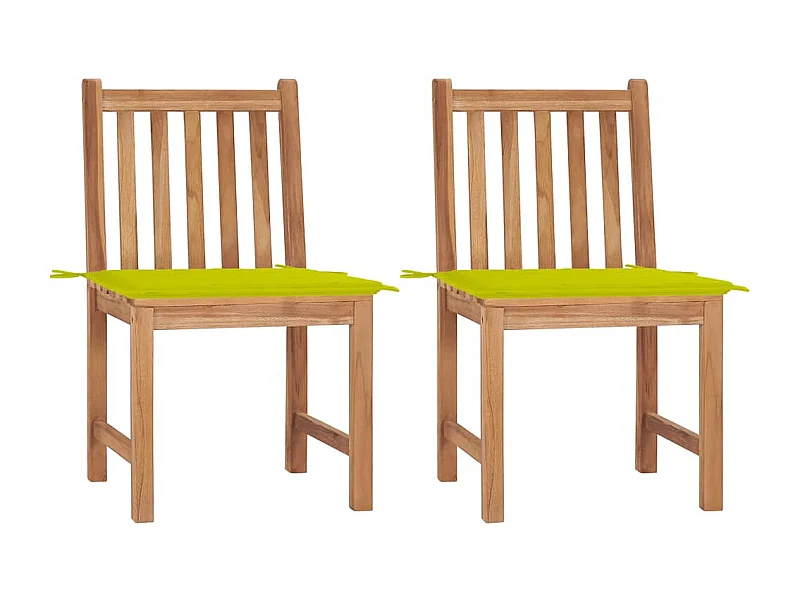 Chaises de jardin 2 pièces avec coussins Bois de teck massif