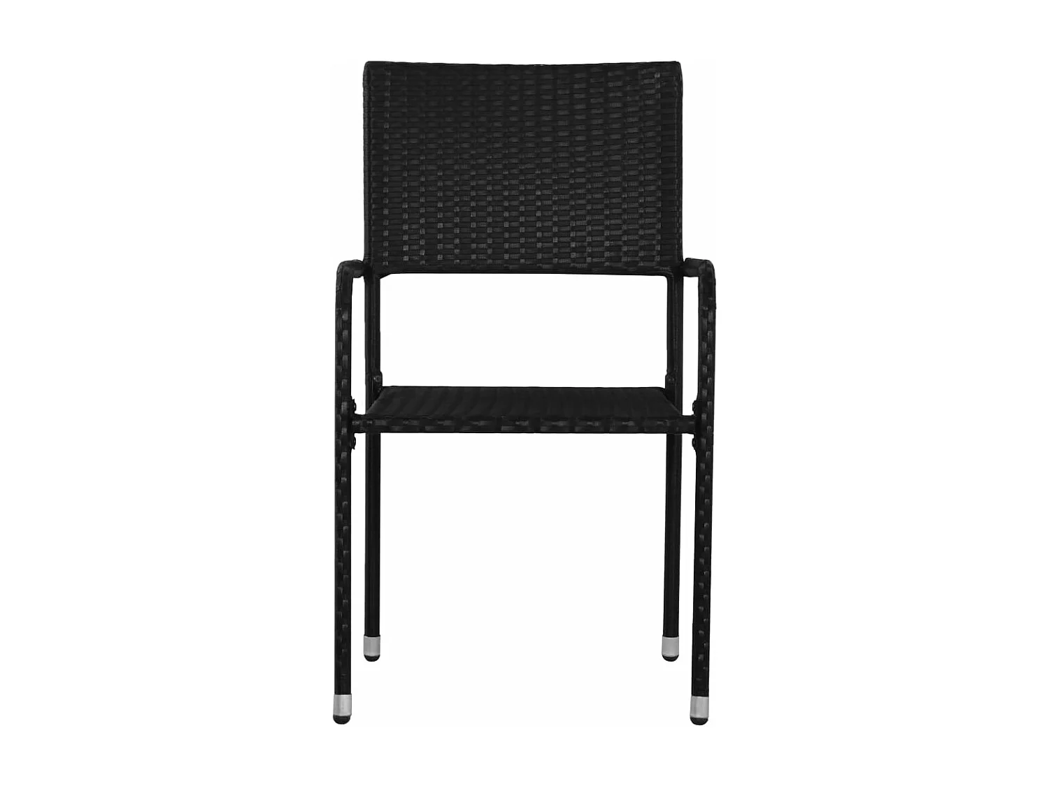 Sillas comedor de jardín apilables 4 unidades ratán sintético negro