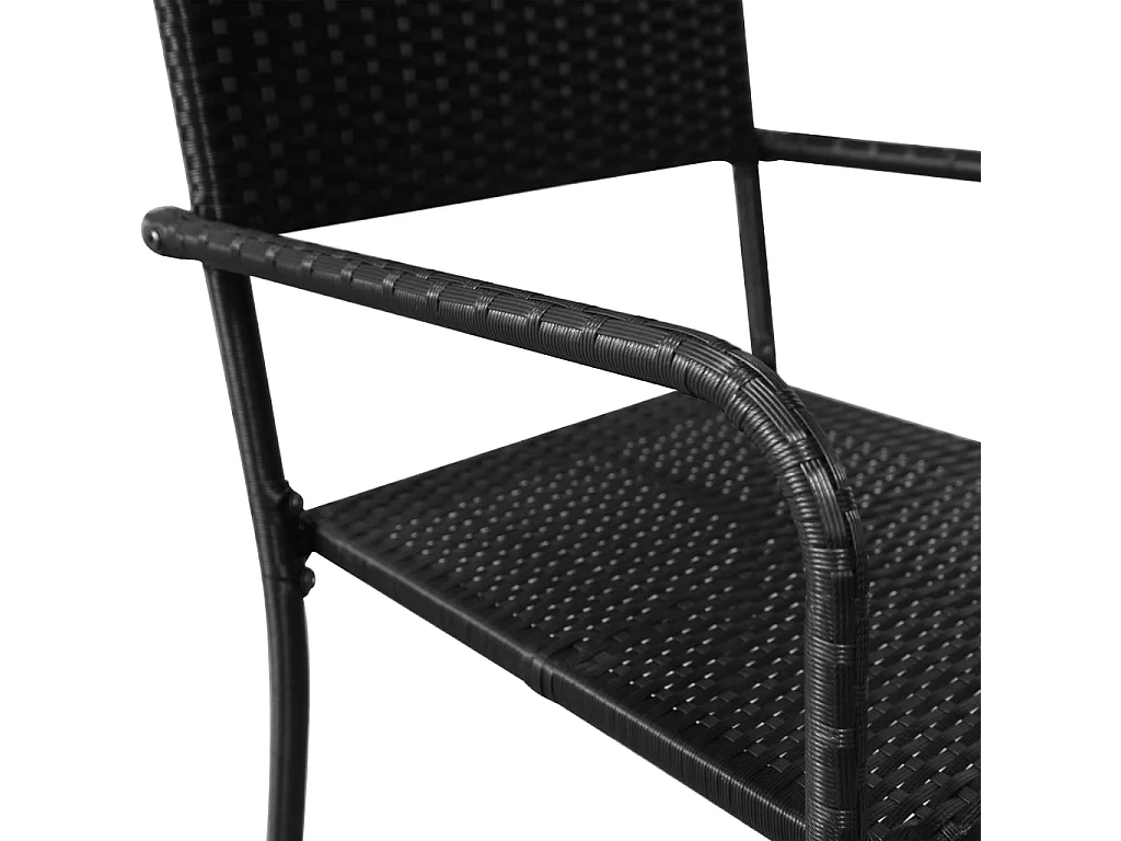 Sillas comedor de jardín apilables 4 unidades ratán sintético negro
