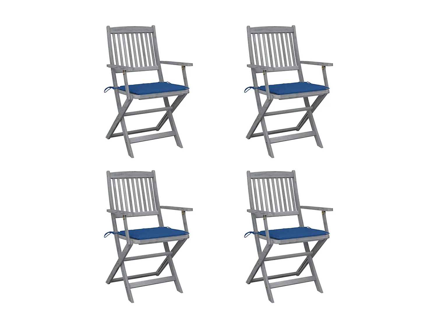 Chaises pliables d'extérieur 4 pièces avec coussins Bois d'acacia