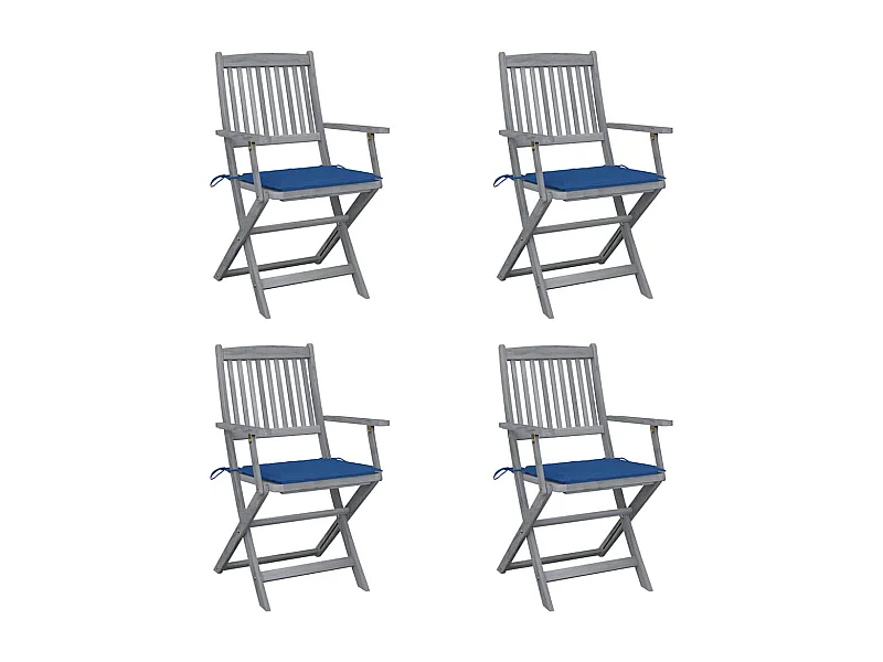 Chaises pliables d'extérieur 4 pièces avec coussins Bois d'acacia