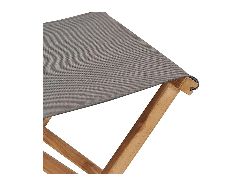 Chaises pliables 2 pièces Bois de teck solide et tissu Gris foncé