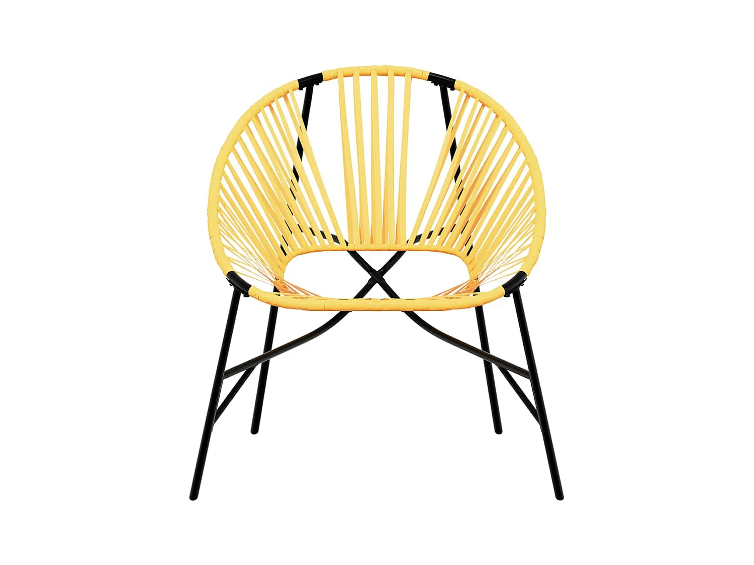 Lot de 3 Chaise de jardin noir et jaune résine tressée