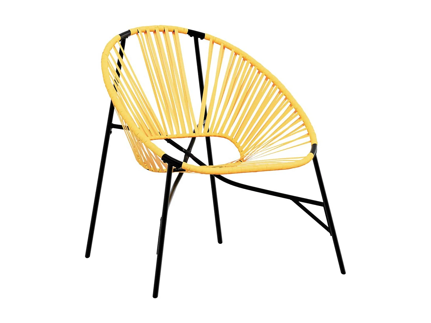 Cadeiras de jardim 3 peças vime preto e amarelo