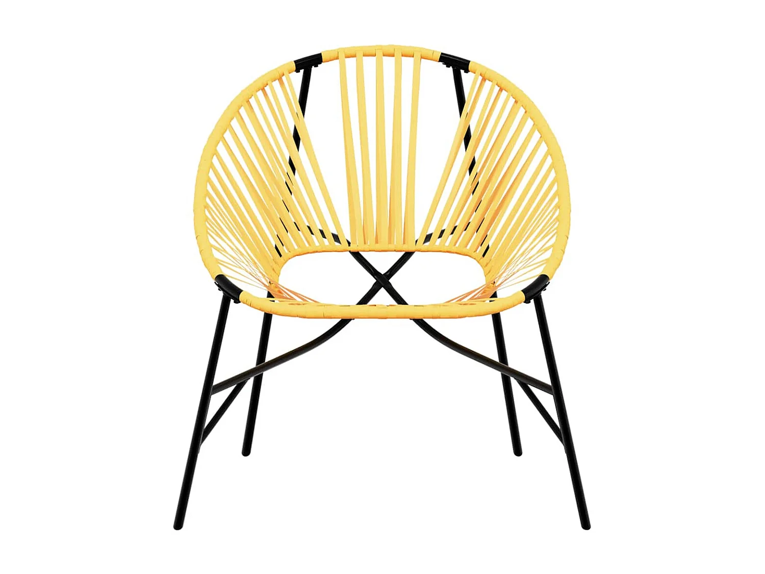 Cadeiras de jardim 3 peças vime preto e amarelo