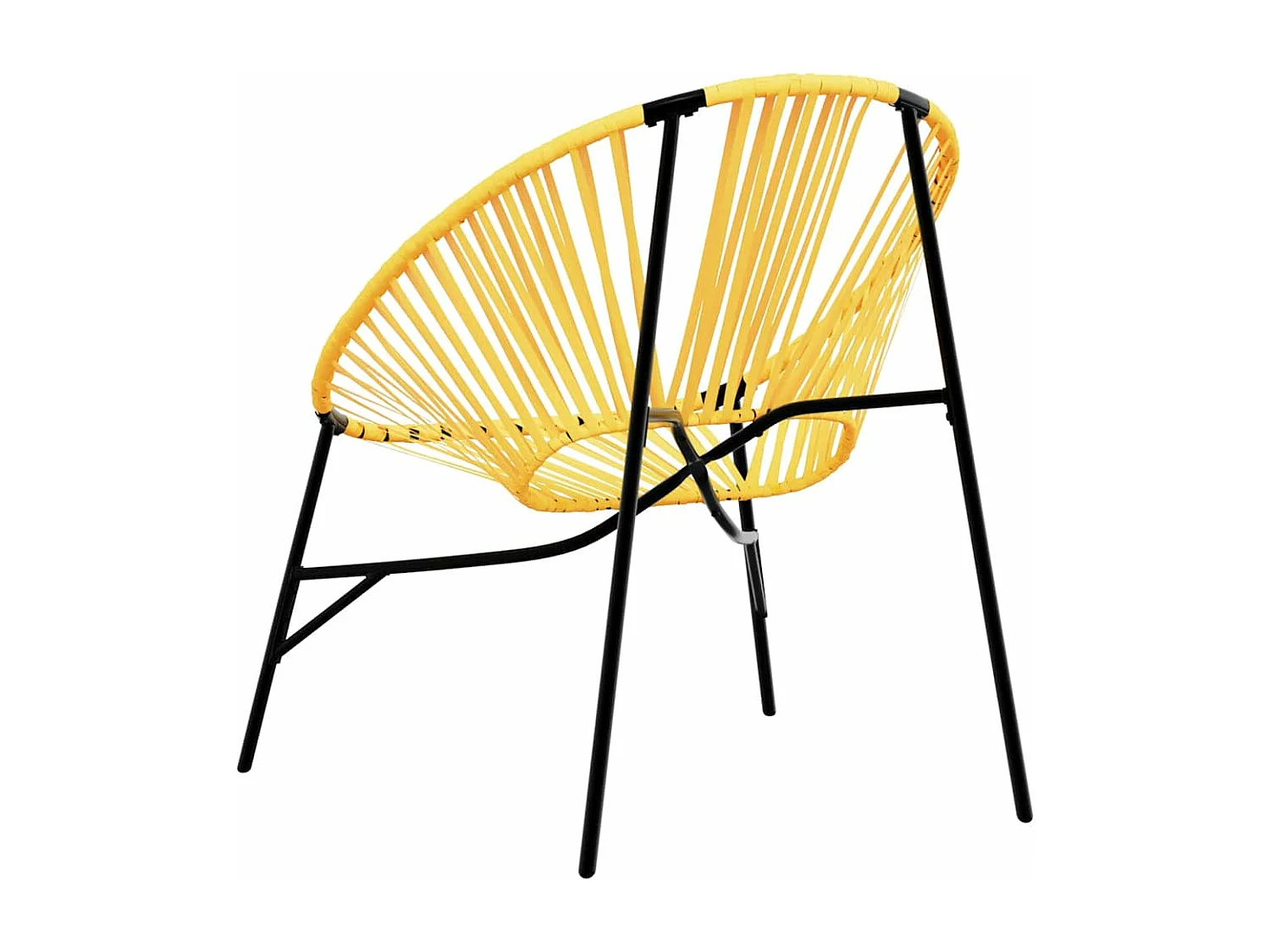 Cadeiras de jardim 3 peças vime preto e amarelo