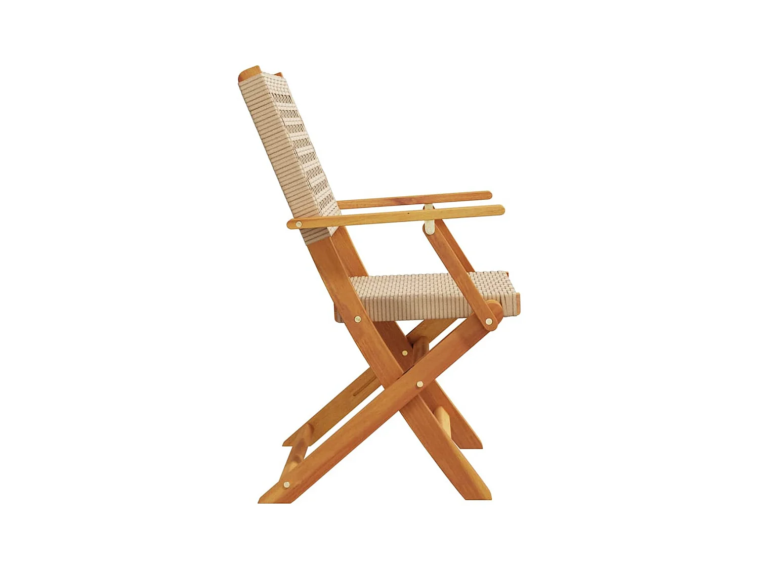 Tuinstoelen 4 st inklapbaar poly rattan en massief hout beige