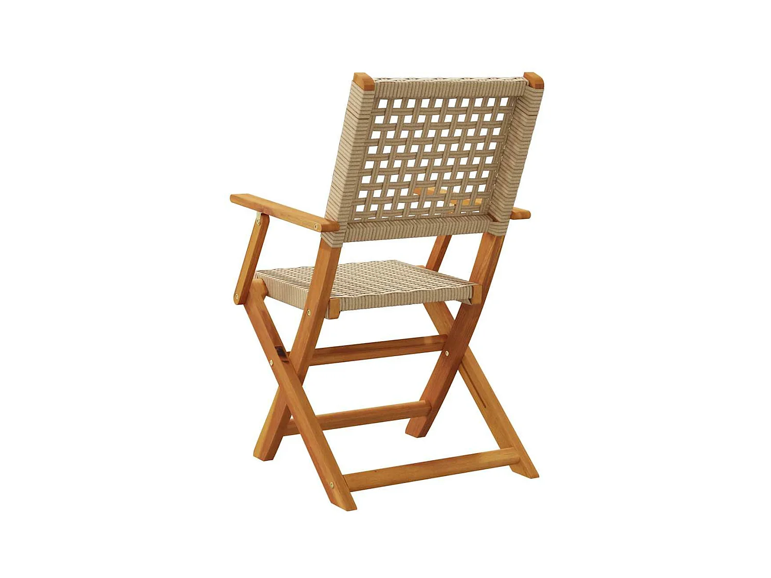 Tuinstoelen 4 st inklapbaar poly rattan en massief hout beige