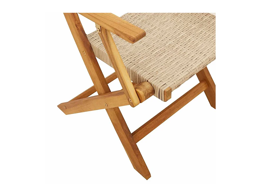 Tuinstoelen 4 st inklapbaar poly rattan en massief hout beige