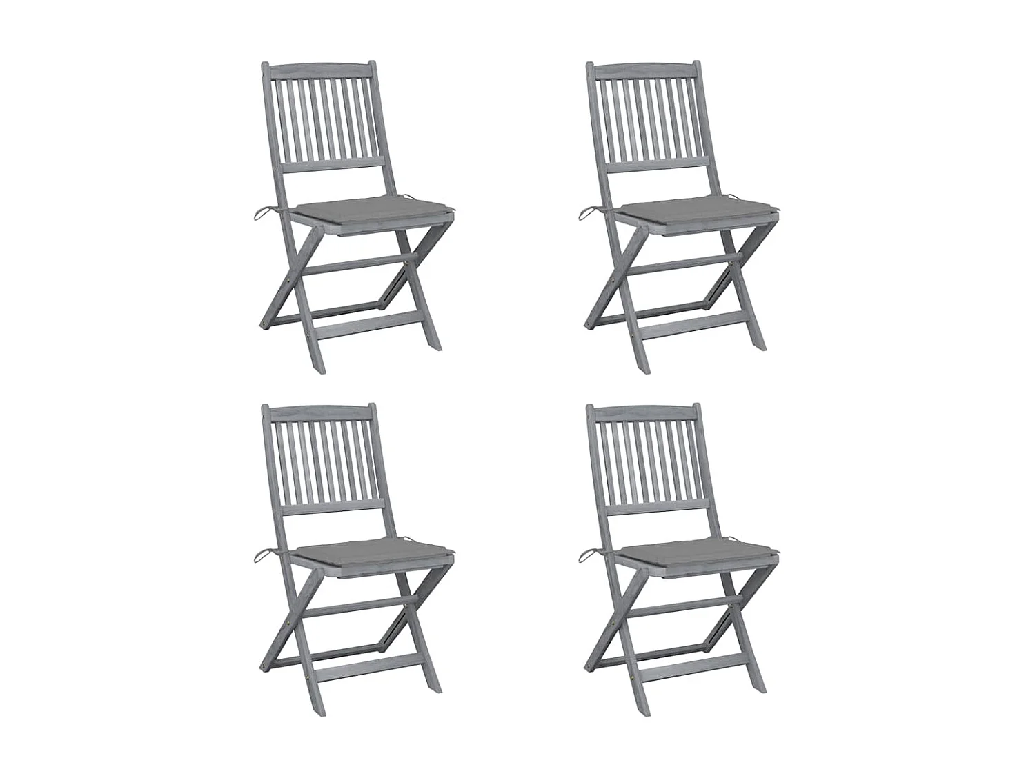Chaises pliables d'extérieur 4 pièces avec coussins Bois d'acacia