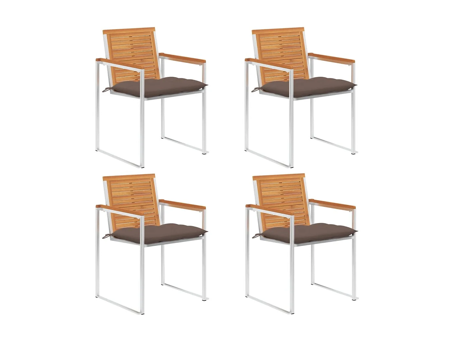 Tuinstoelen 4 st met kussens massief acaciahout