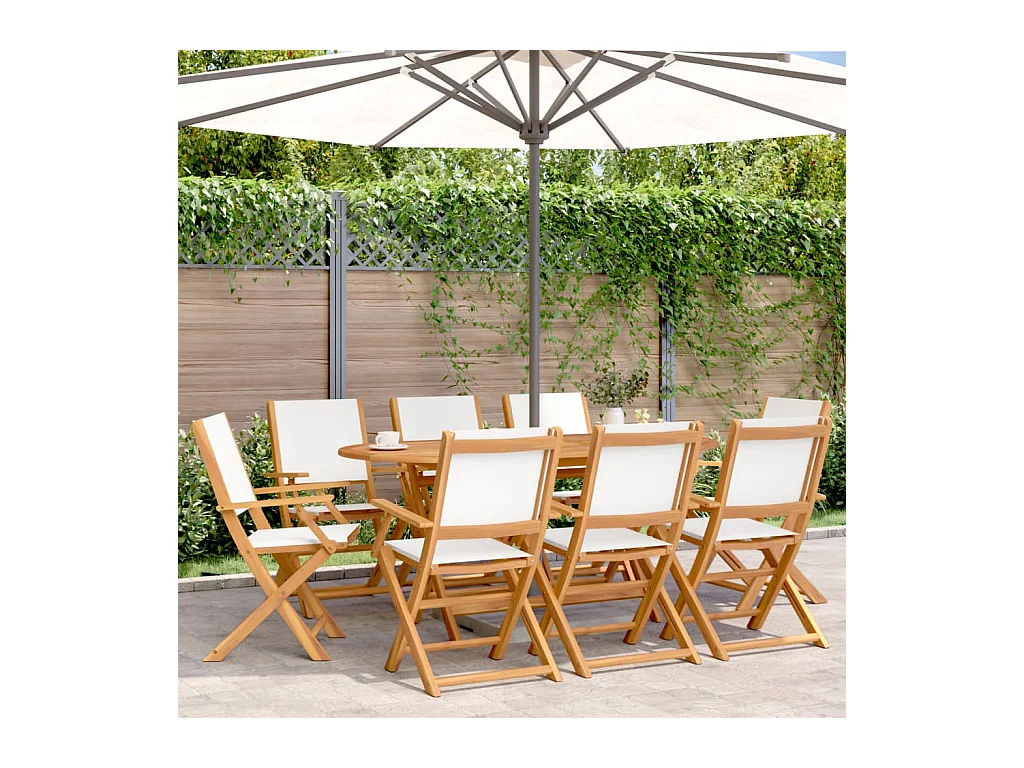 Chaises de jardin pliantes lot de 8 tissu et bois massif