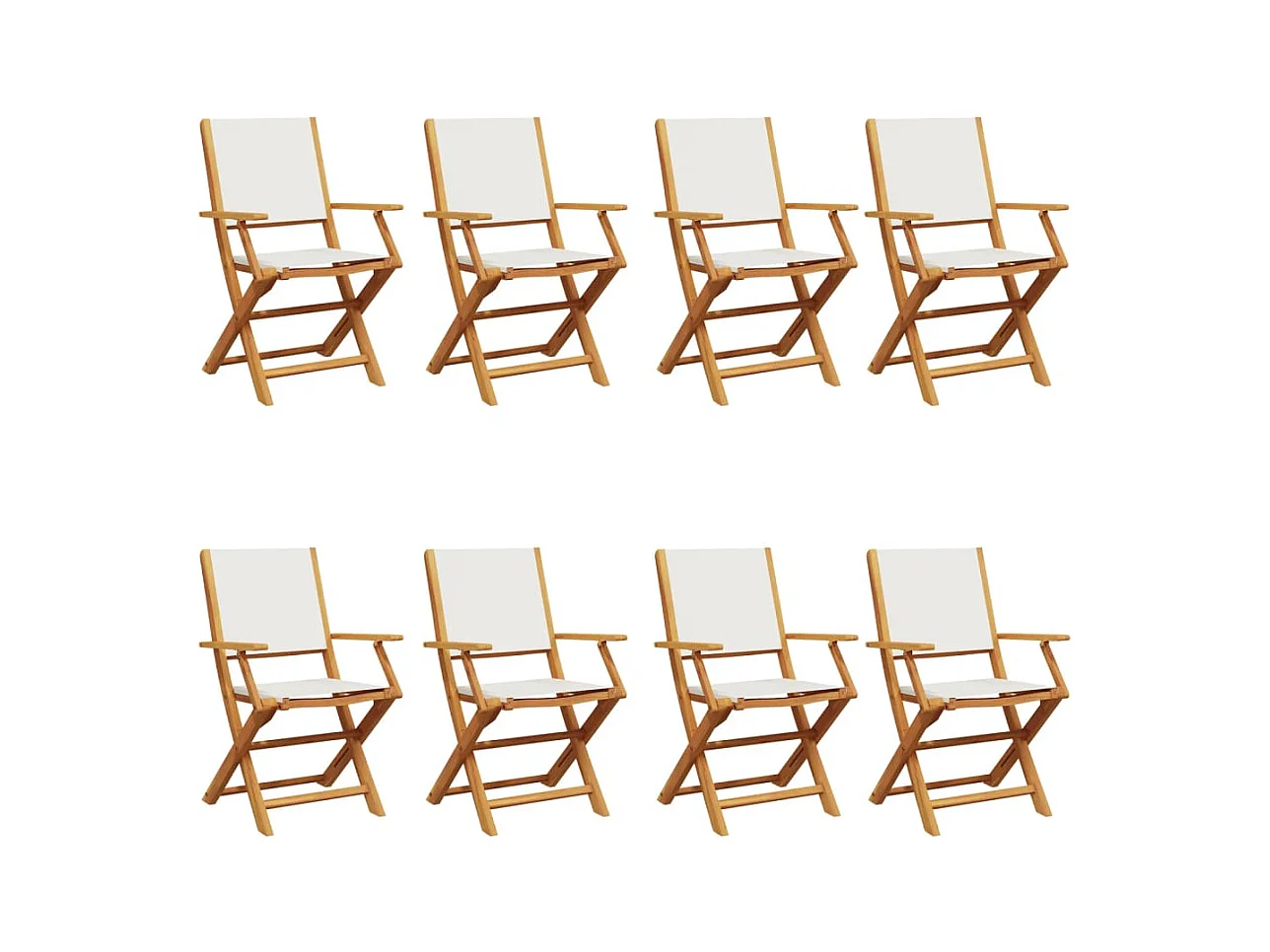Chaises de jardin pliantes lot de 8 tissu et bois massif
