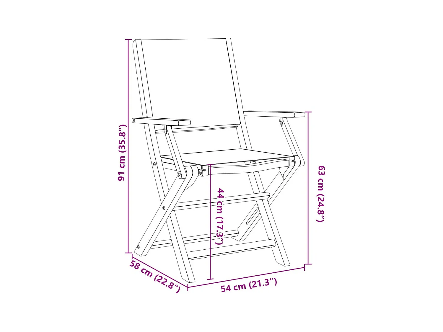 Chaises de jardin pliantes lot de 8 tissu et bois massif
