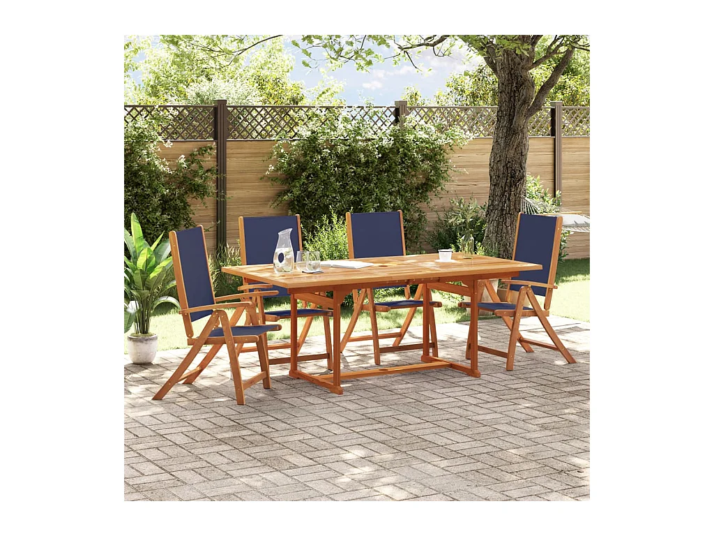 Chaises pliables de jardin lot de 4 bois d'acacia et textilène