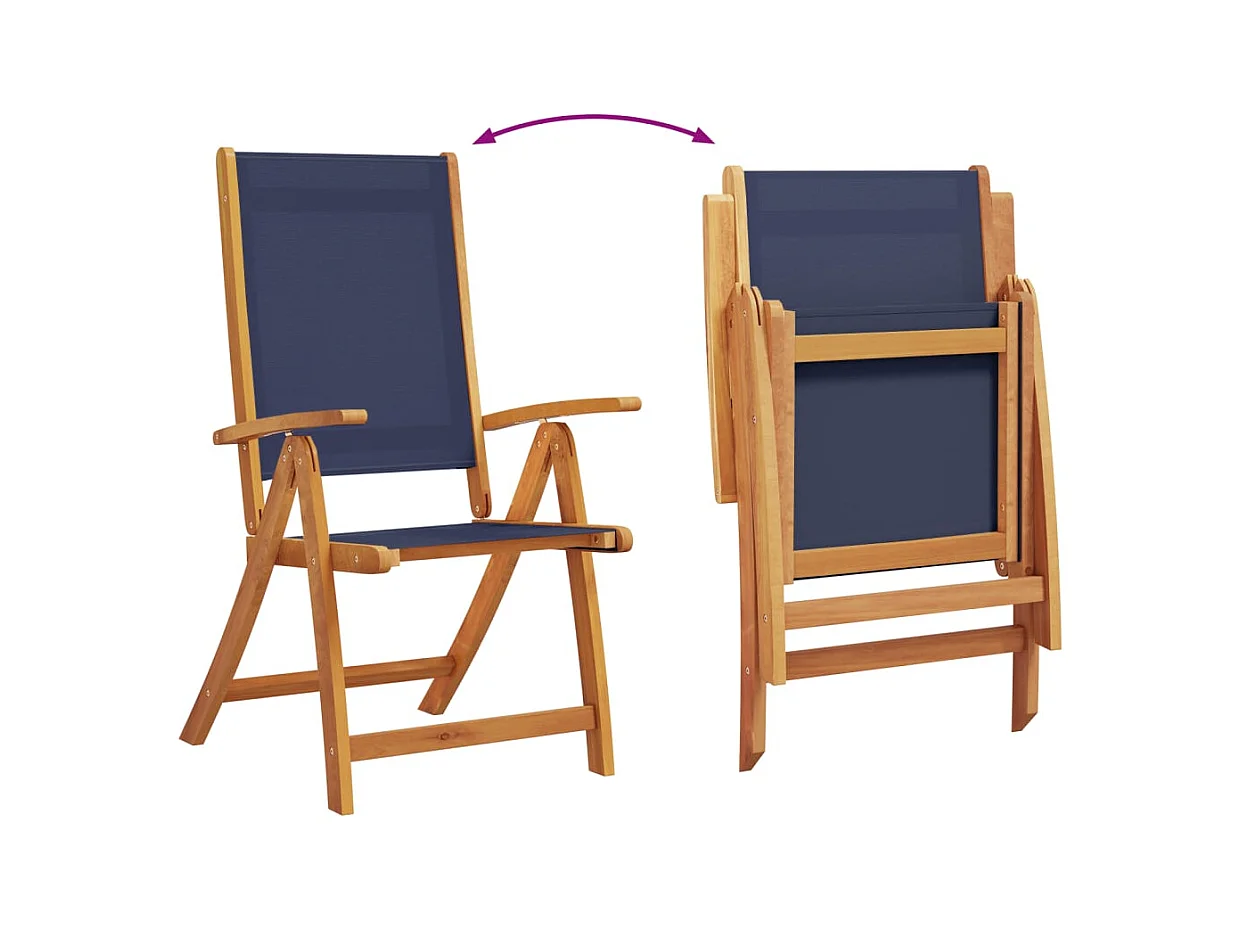 Chaises pliables de jardin lot de 4 bois d'acacia et textilène