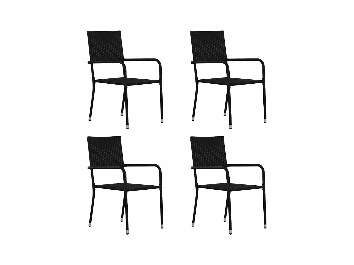 Chaise à dîner de jardin empilable lot de 4 noir résine tressée