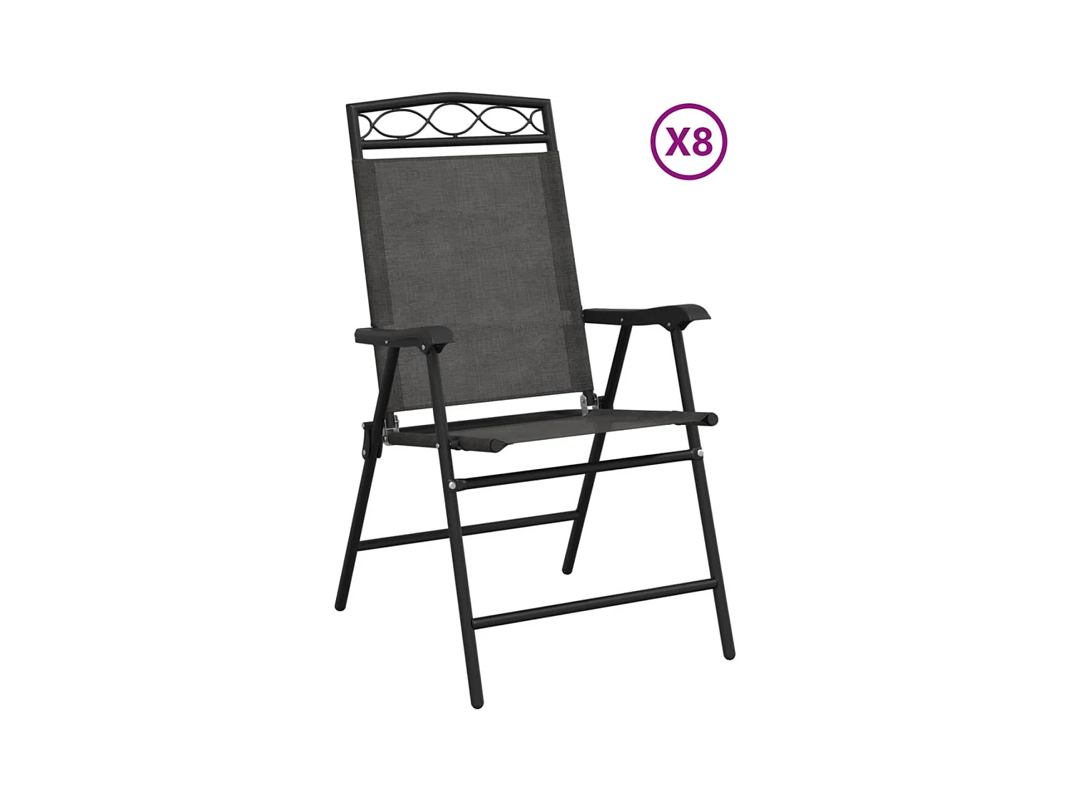 Chaises de jardin pliables lot de 8 en acier et textilène