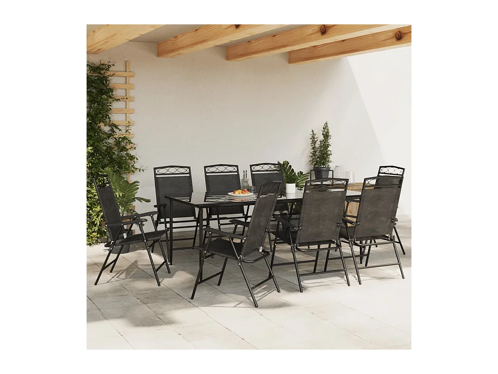 Chaises de jardin pliables lot de 8 en acier et textilène