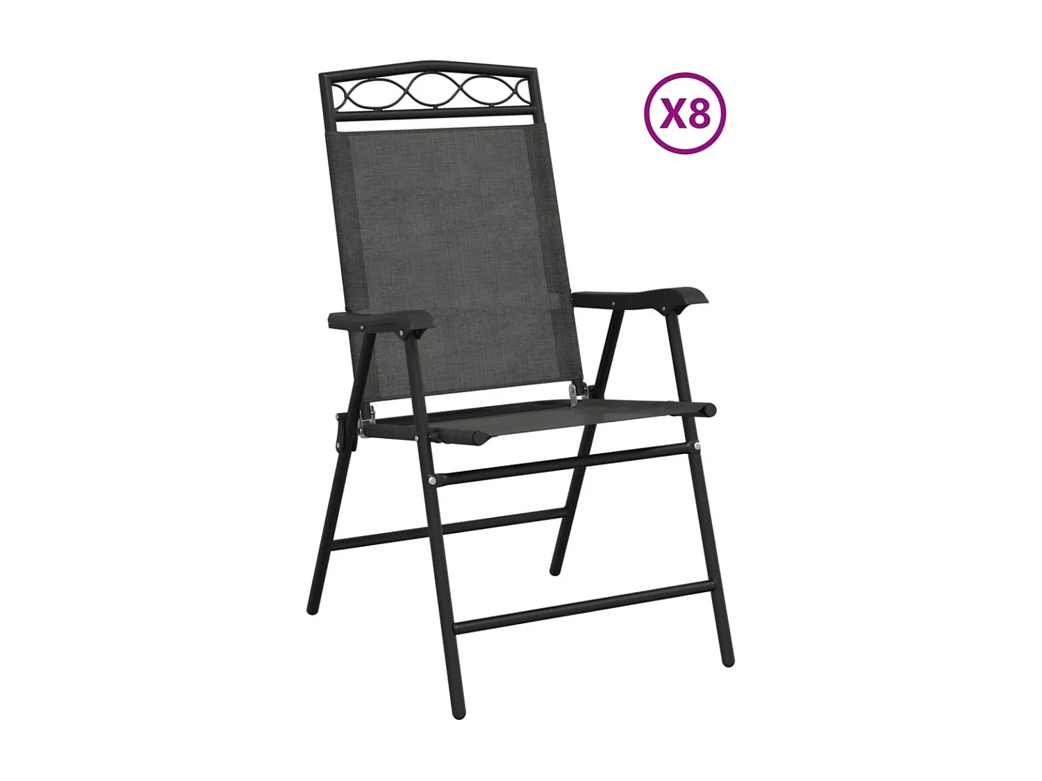 Chaises de jardin pliables lot de 8 en acier et textilène