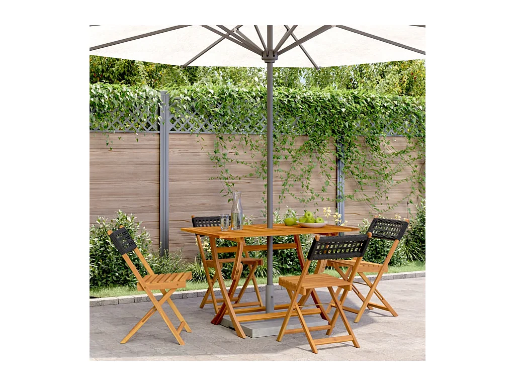 Chaises de jardin pliantes lot de 4 noir poly rotin bois massif