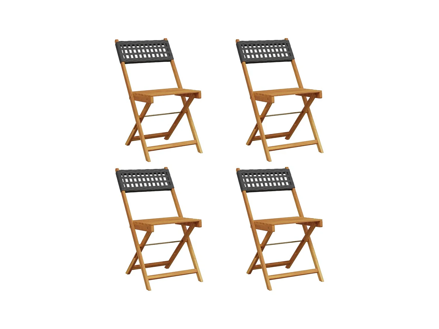 Chaises de jardin pliantes lot de 4 noir poly rotin bois massif