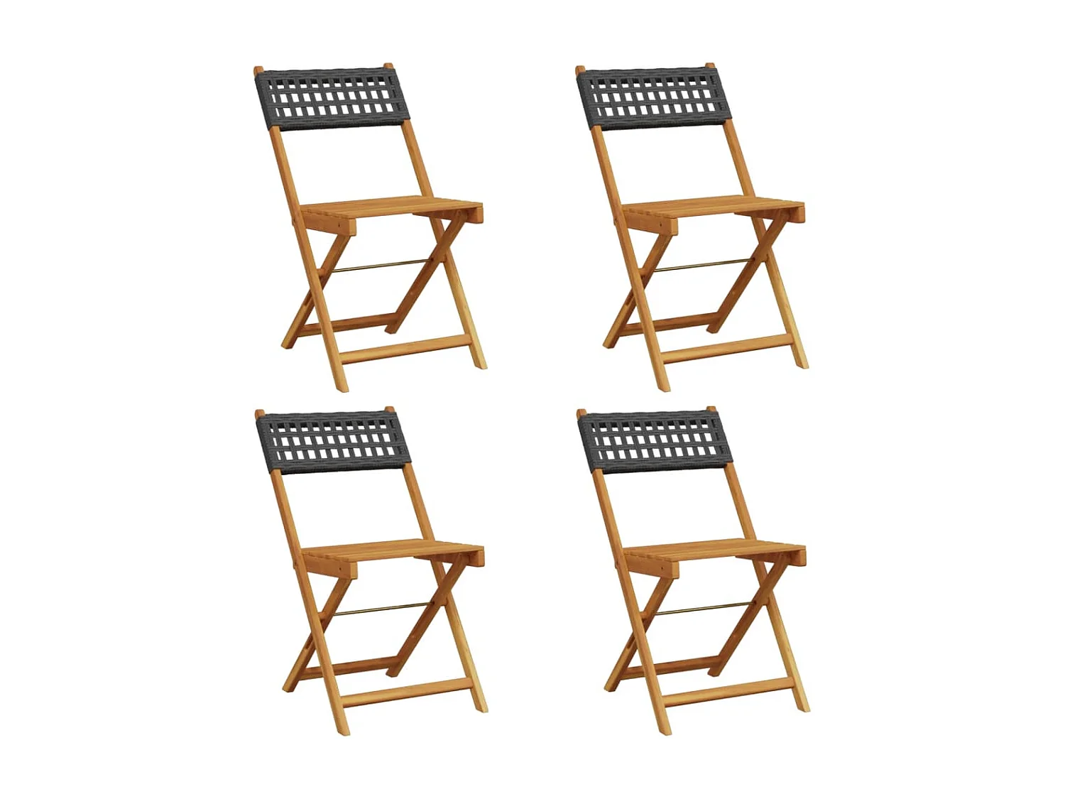 Chaises de jardin pliantes lot de 4 noir poly rotin bois massif