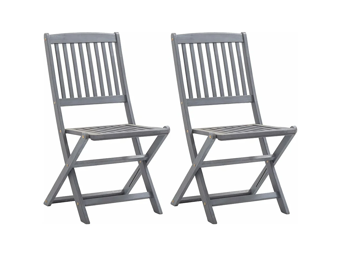 Chaises pliables d'extérieur 2 pièces avec coussins Bois d'acacia