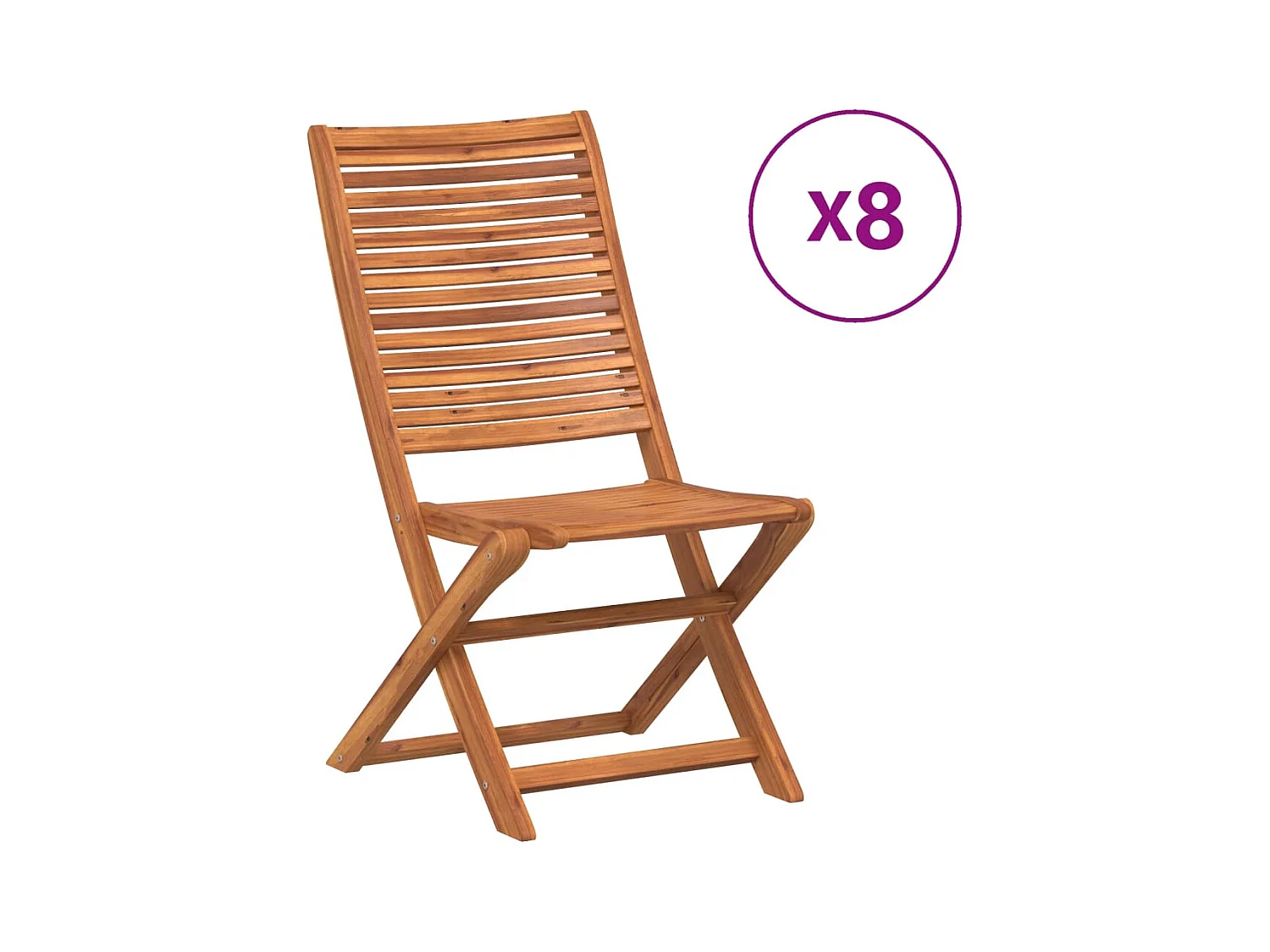 Chaises de jardin pliantes lot de 8 51x66x95 cm bois d'acacia