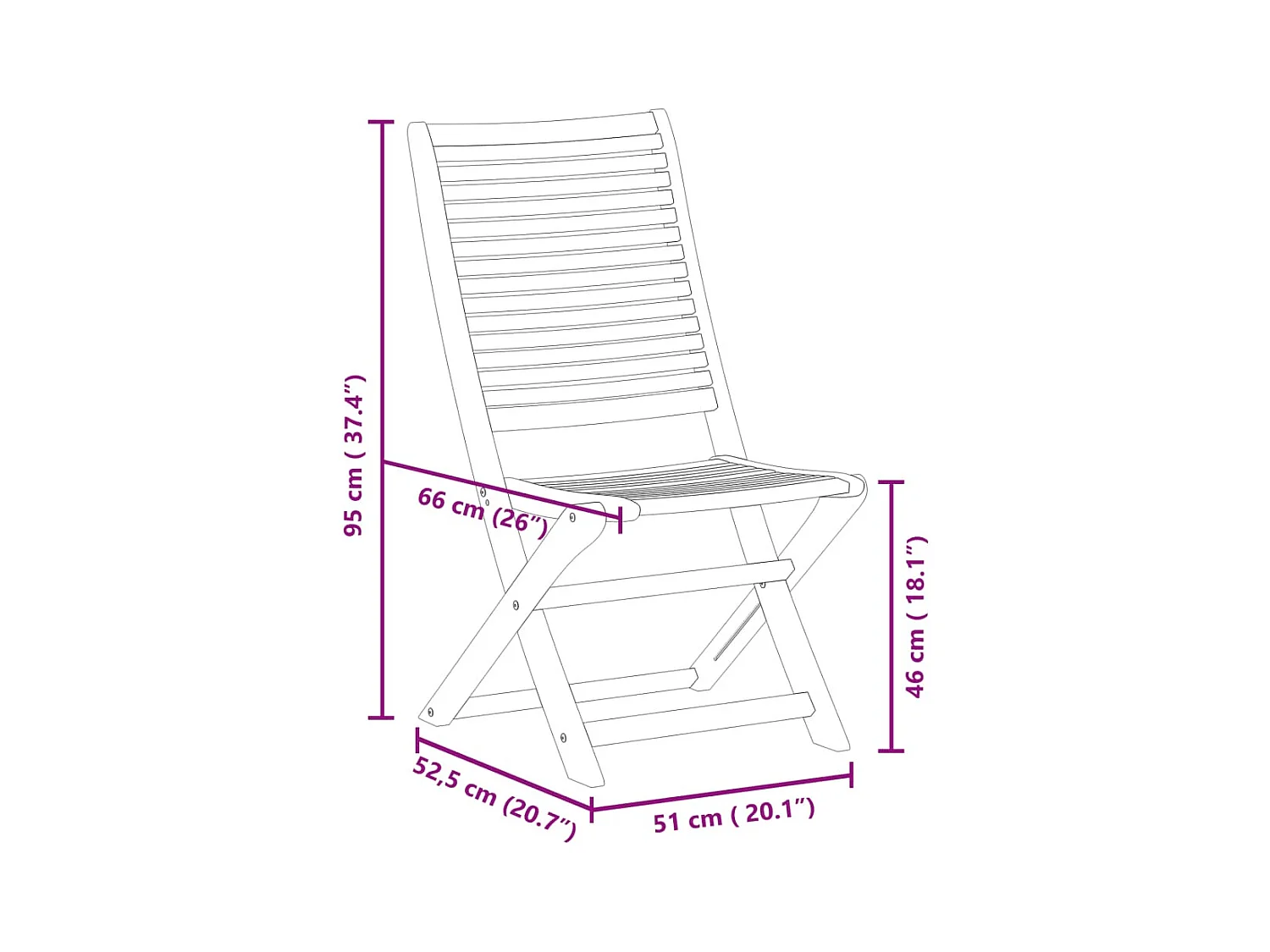 Chaises de jardin pliantes lot de 8 51x66x95 cm bois d'acacia