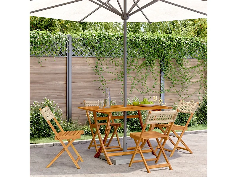 Chaises de jardin pliantes lot de 4 beige rotin et bois massif