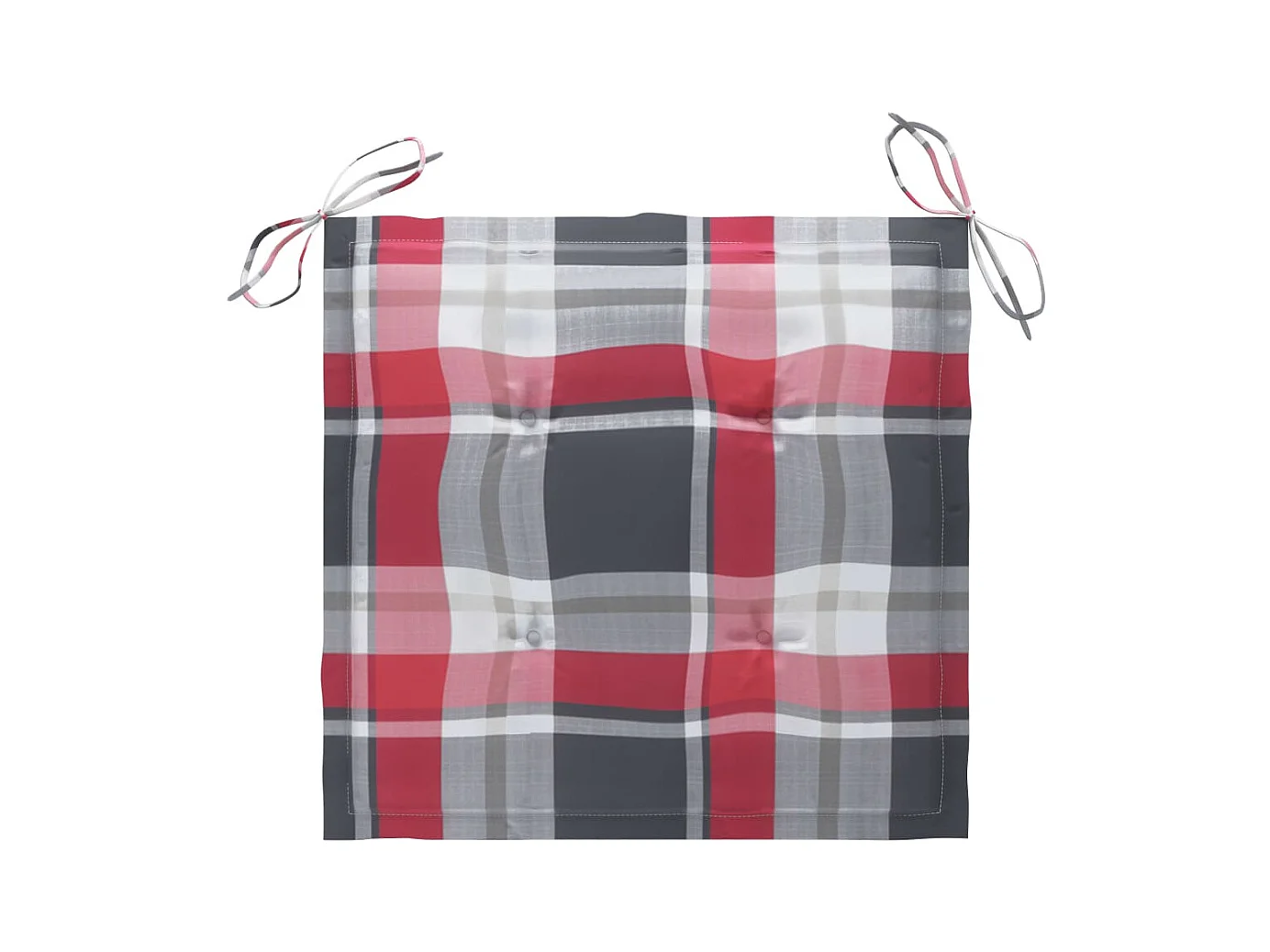 Chaises de jardin et coussins à carreaux rouge 4 pièces Teck massif