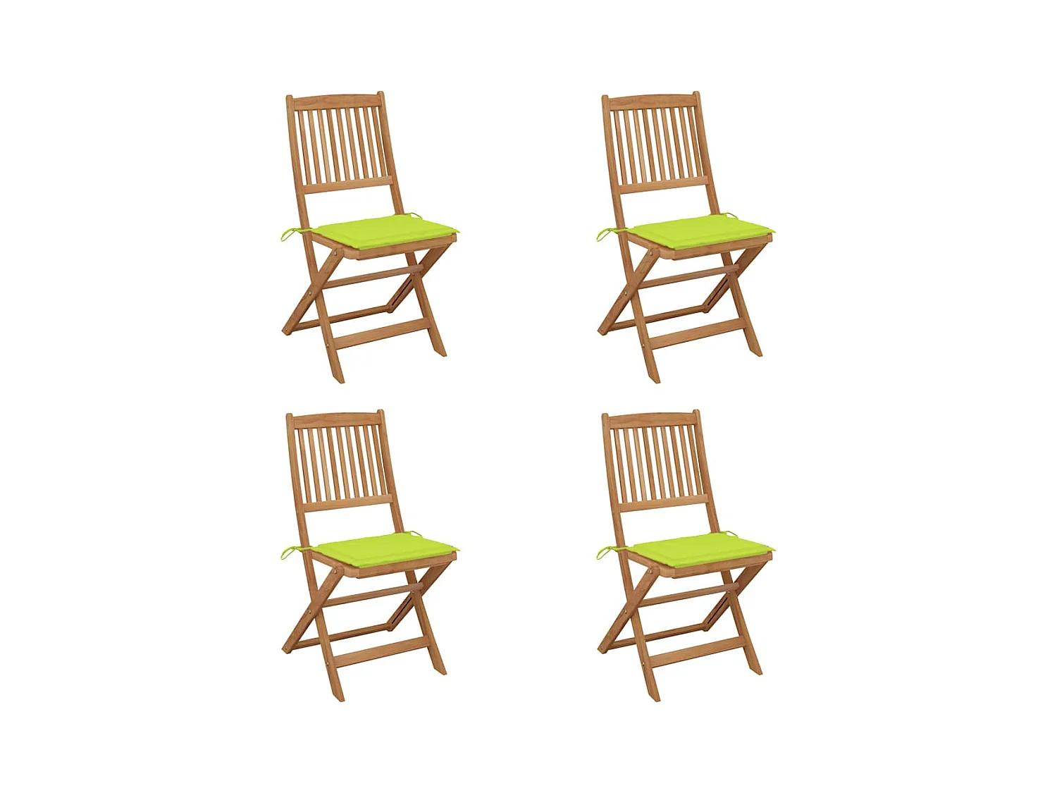 Chaises pliables de jardin 4 pièces avec coussins Bois d'acacia